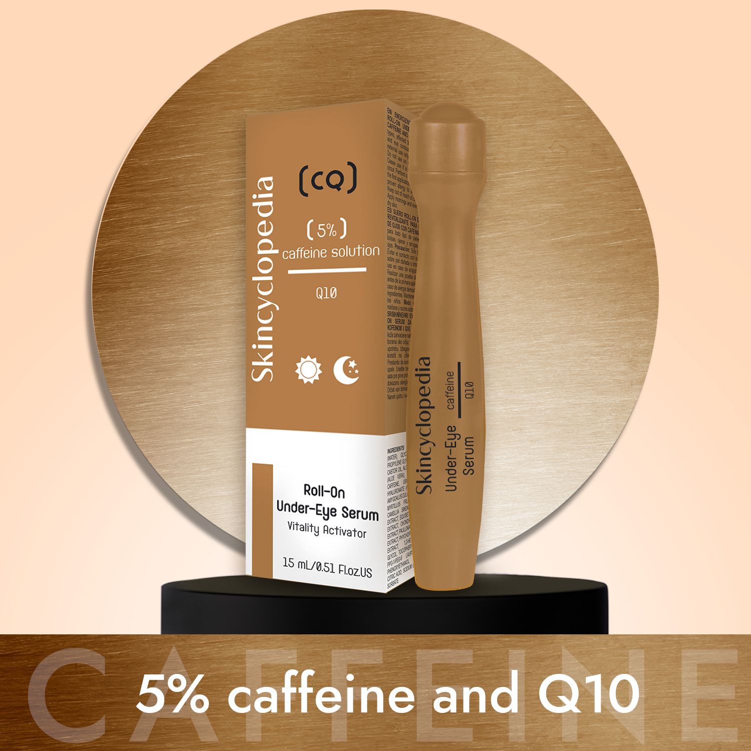 Roll-on sérum na očné okolie s kofeínom a koenzýmom Q10 Krémy na očné okolie