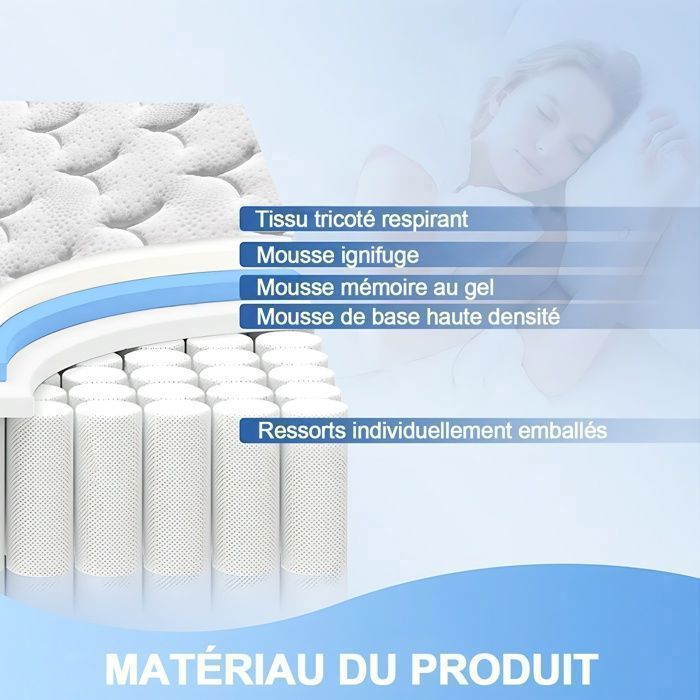 Colchón Premium de Espuma Viscoelástica de 90x200 cm, 26 cm de grosor, reversible, híbrido de espuma y muelles ensacados, firmeza media.