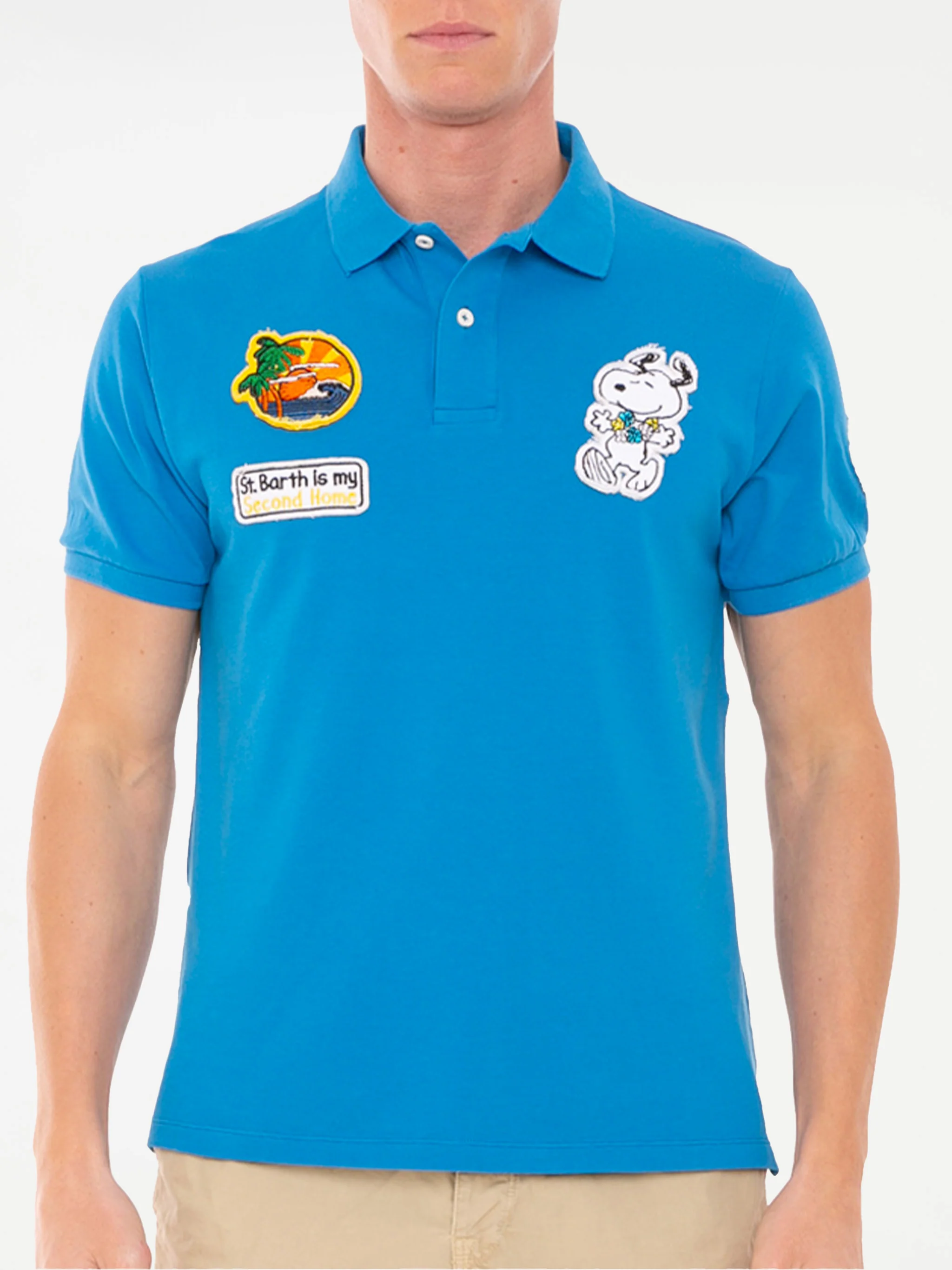 Stretch piqué poloshirt voor heren met Snoopy-patch | SNOOPY - SP EDITION
