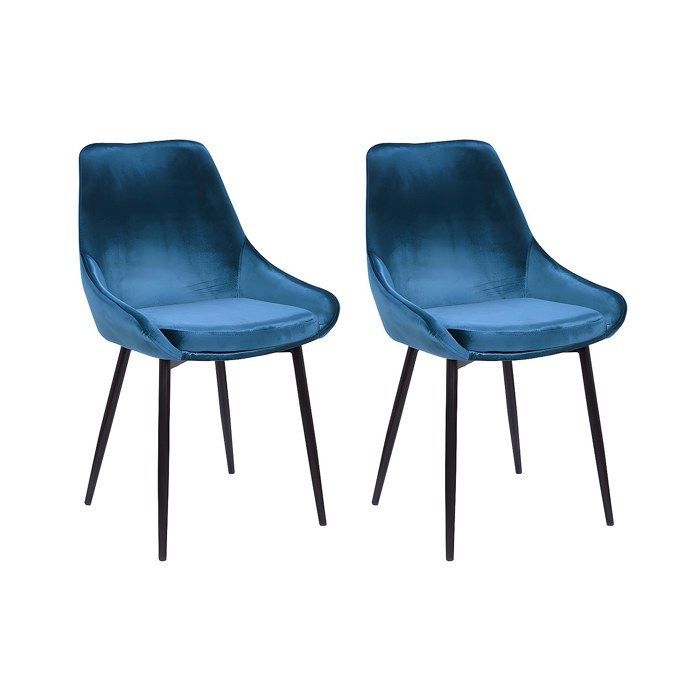 Chaises MASURIE - Velours - Bleu nuit - VENTE-UNIQUE - Contemporain - Design