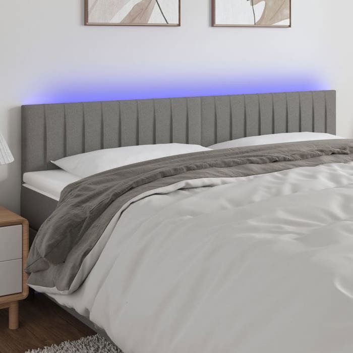 cabecero LED vidaXL para dormitorio, mueble de cama doble, accesorio para interior de cama, cabecero gris oscuro 3121857