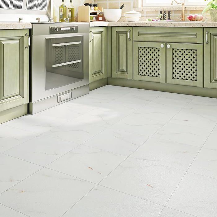 Suelo de PVC adhesivo moderno con efecto mármol, 30x30cm, lavable, para cocina, 4 piezas, mármol blanco y suelo de PVC con efecto mármol blanco.