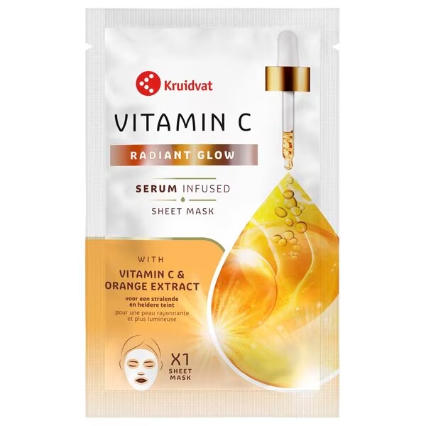 Kruidvat Radiant Glow маска за лице са витамином C и екстрактом поморанџе