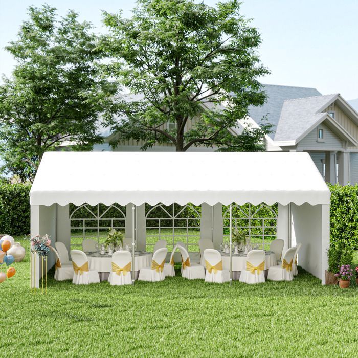 Outsunny – Partyzelt – PE, verzinkter Stahl – 600 x 400 x 280 cm – Weiß