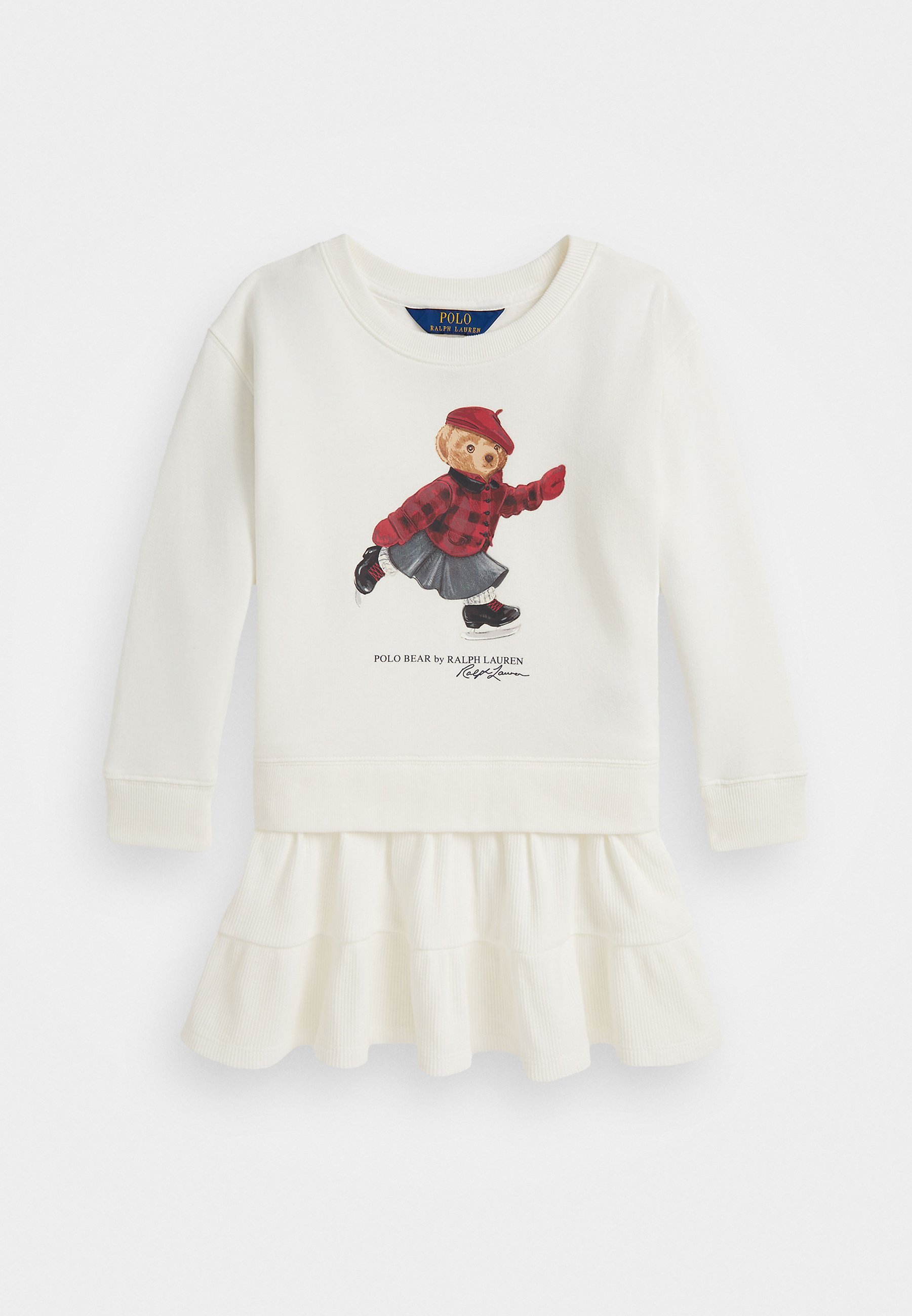 Polo Ralph Lauren Polo-Bären-Fleecekleid – Tageskleid – Trophy Cream