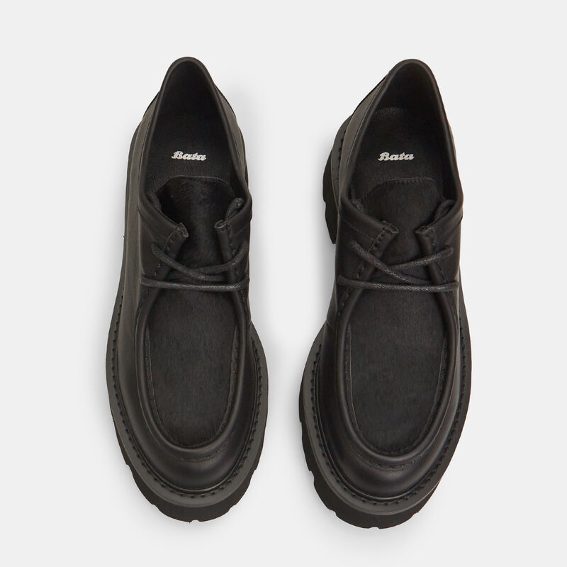 Damskie skórzane sznurowane buty z podeszwą typu track