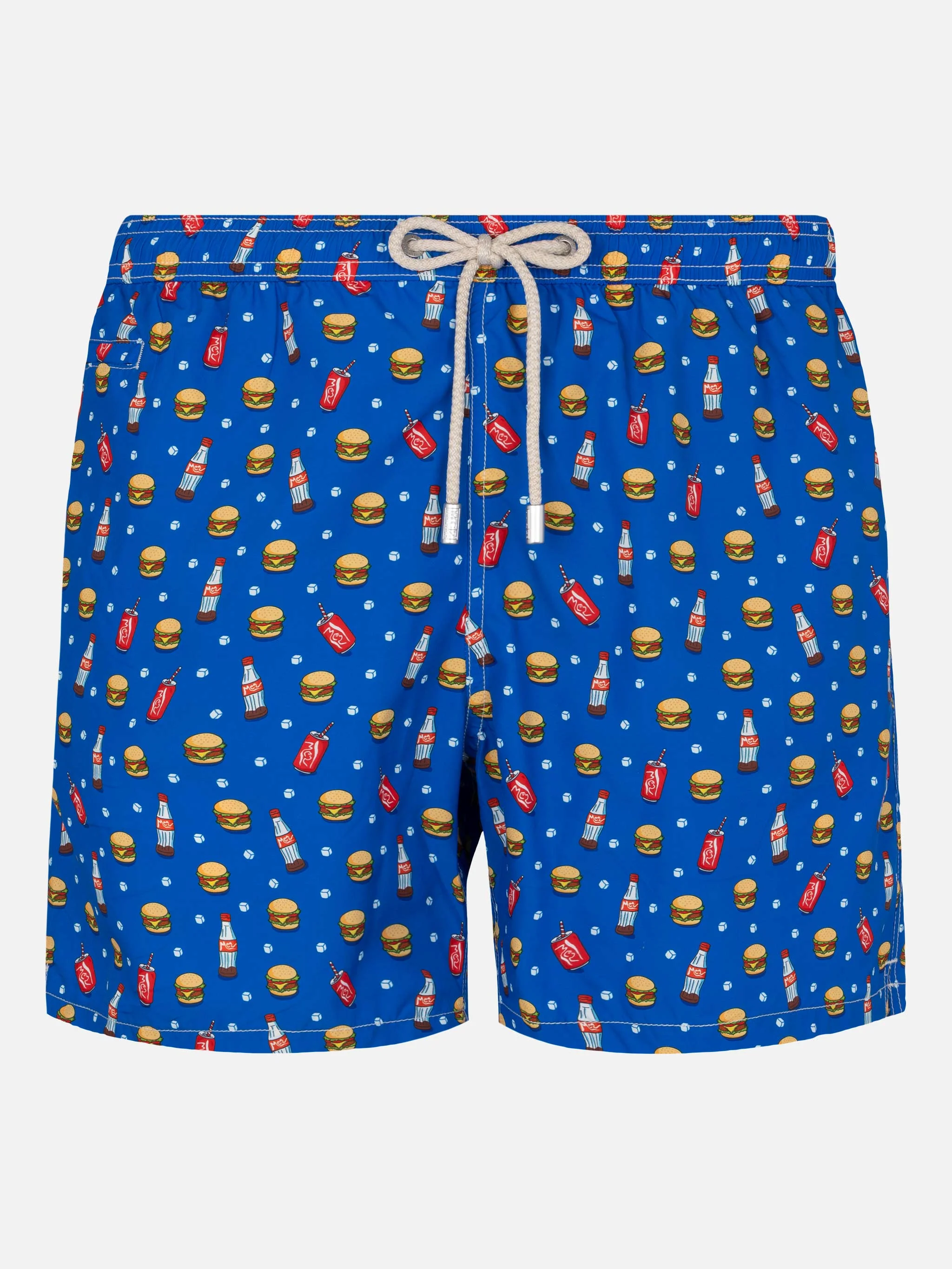 Traje de baño ligero de tejido ligero con estampado de comida rápida.