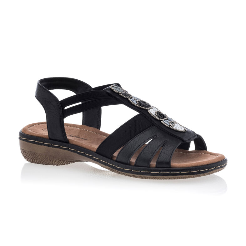 Svarte sandaler / sko med åpen tå til dame