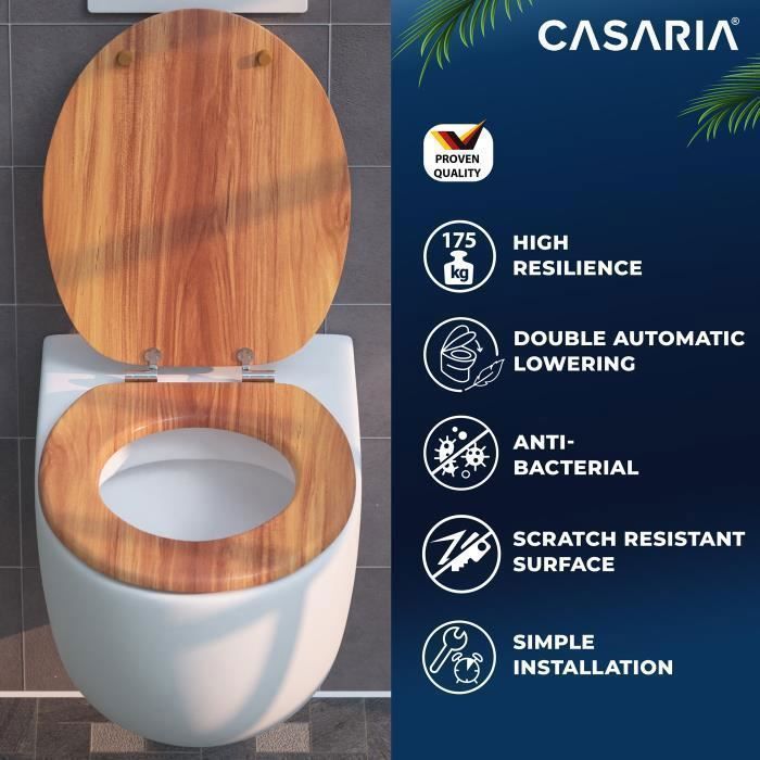 Copriwater CASARIA in legno, con sistema di abbassamento automatico, in MDF, per bagno standard.