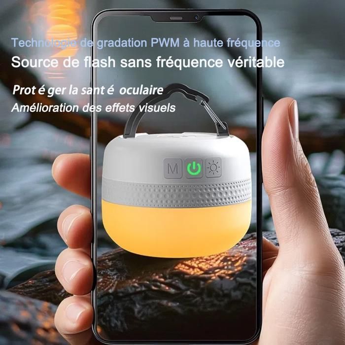 Lámpara de camping de 4000 mAh con control remoto, 5 colores de luz, lámpara de respiración