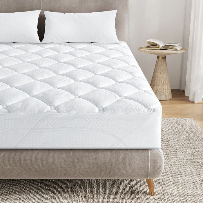 Surmatelas 140x200 cm - INRE, Confort Optimal - Moelleux, Anti-acarien, Respirant - pour Matelas 2 Places - Lavable