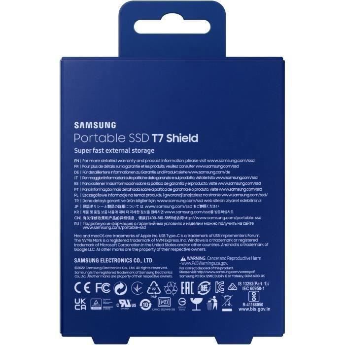 SSD externo SAMSUNG T7 Shield de 1 TB, azul, MU-PE1T0R/EU
