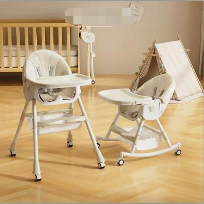 Trona ajustable para bebé - MIPAN - Trona convertible con ruedas - Bandeja extraíble - Para niños de 6 meses a 3 años - Beige
