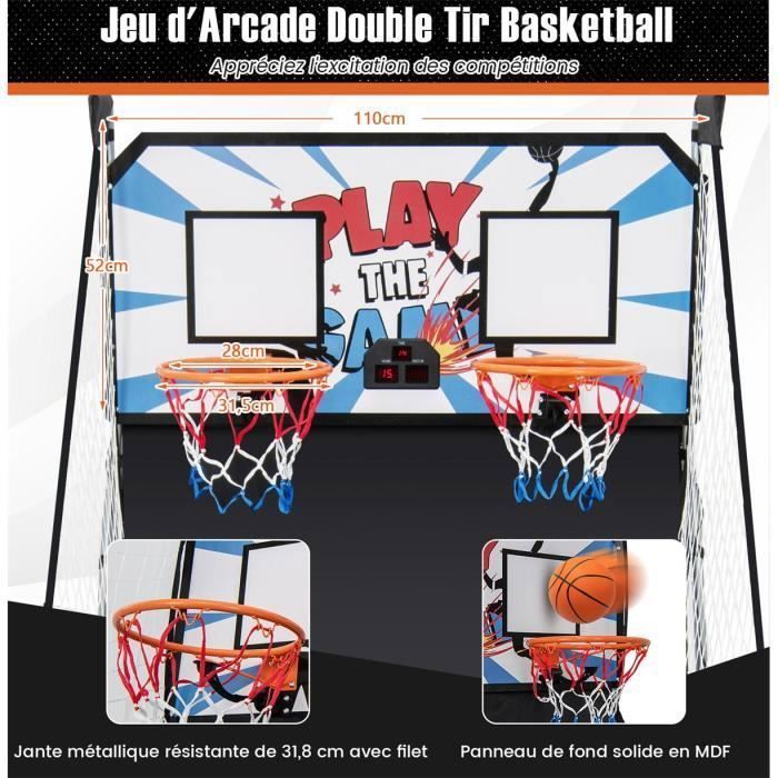 Juego de baloncesto plegable COSTWAY con 2 aros, 4 pelotas, bomba de inflado, sistema de puntuación, 8 modos, de 1 a 4 jugadores, color blanco.