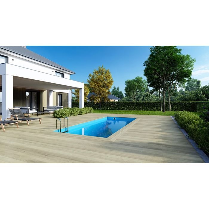 Piscina de madeira Aqua 6,1x2,85m - 1,31m de profundidade - com acessórios para instalação no solo - BAS7307OSPI