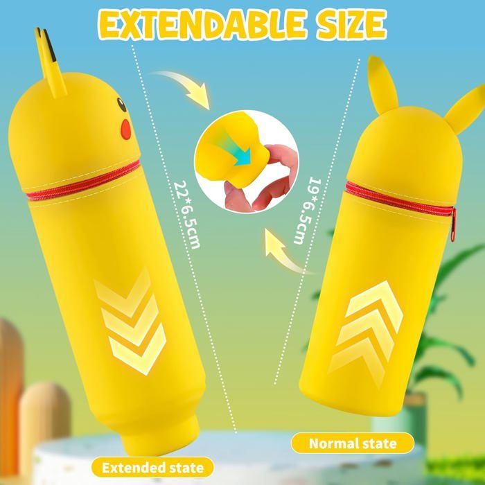 Estuche escolar para niños y niñas, estuche escolar de silicona suave 2 en 1, estuche con cremallera, regalo escolar para niños.