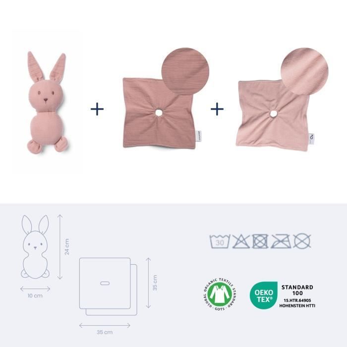 Peluche para bebé doomoo You&Me - Reversible y relajante - Incluye 2 cuerpos para conservar el aroma de los padres, color rosa