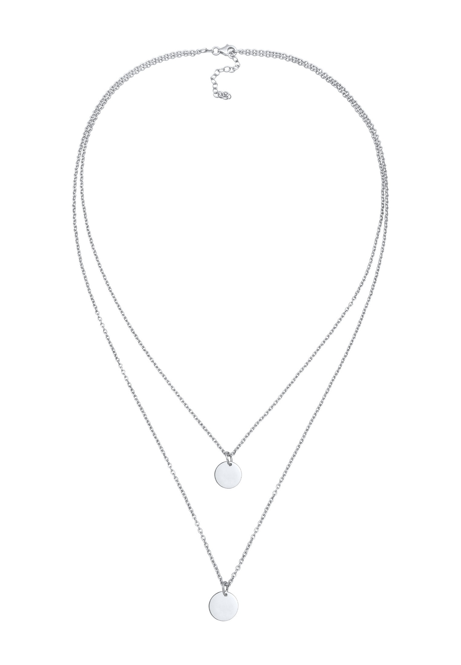 Elli Pendentif femme plaque geographique en argent massif 925