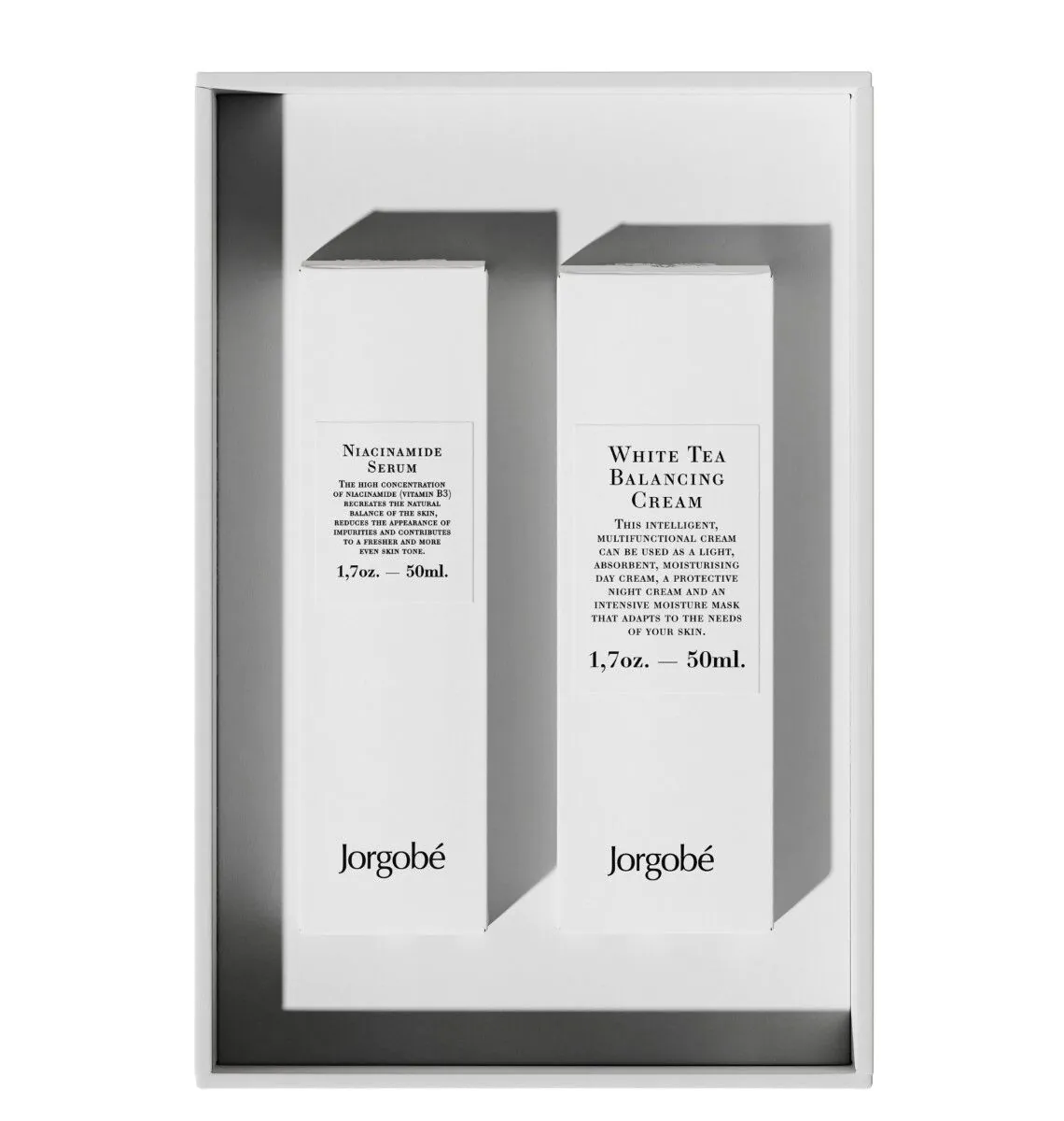 Jorgobé Everyday Essentials Set (Niacinamide Serum + White Tea Balancing Cream)