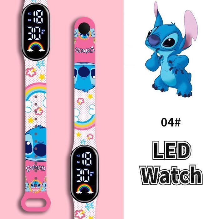 Reloj LED infantil | Diseño de Stitch | Correa colorida y pantalla digital | Universo Disney