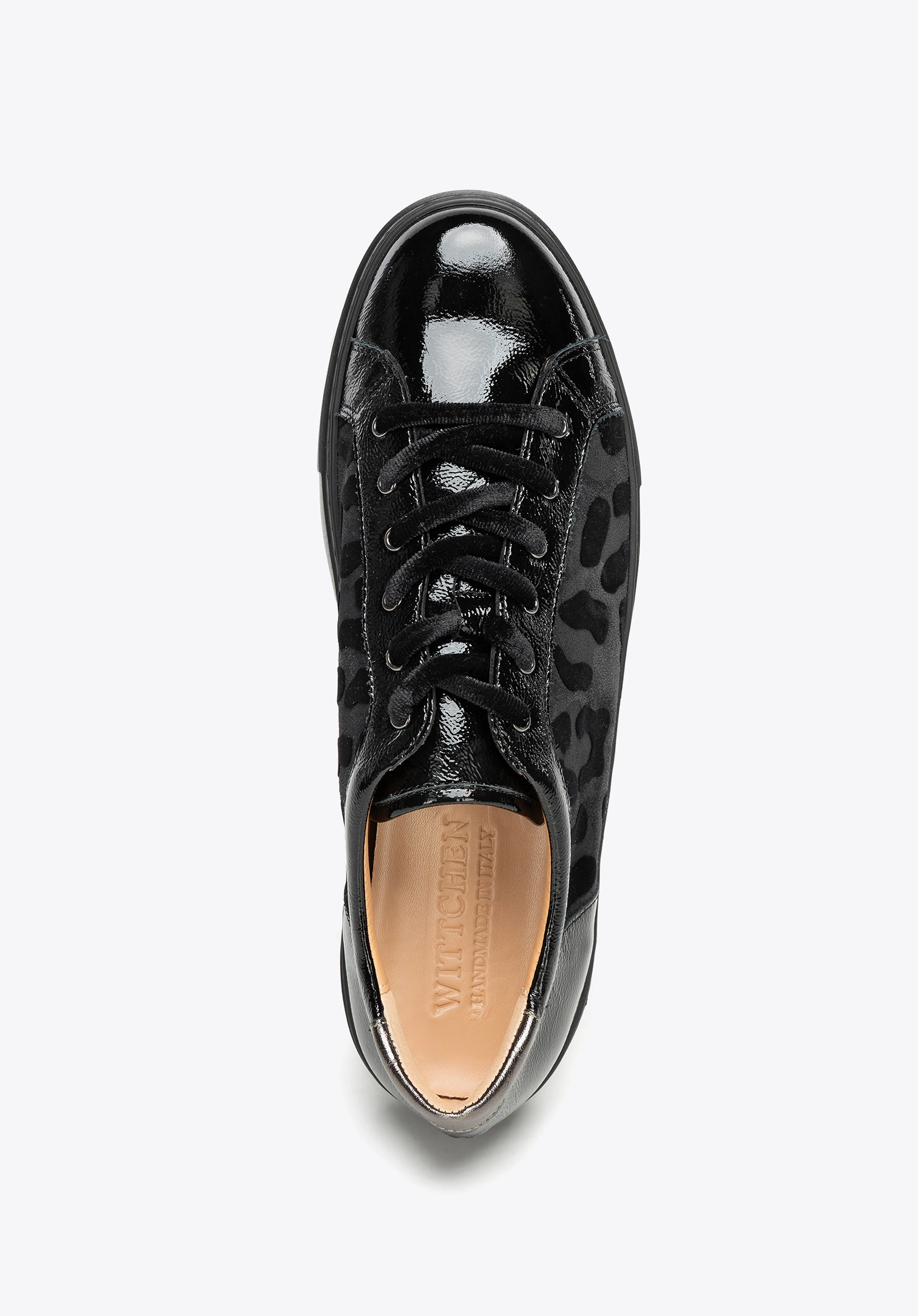 Damskie sneakersy ze skóry naturalnej w motyw panterki czarne