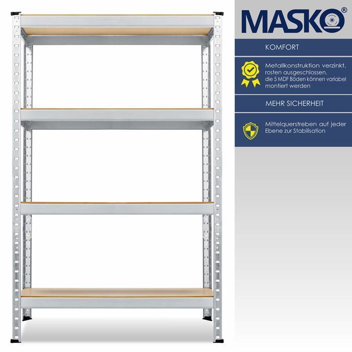 Étagère de stockage en métal - MASKO - Lot de 2 étagères - Capacité totale 875 kg - Dimensions 180x90x40 cm