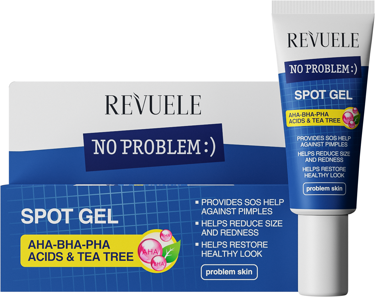 No Problem Spot Gel ar AHA-BHA-PHA un tējas koka eļļu Pretpūtas sejas krēmi