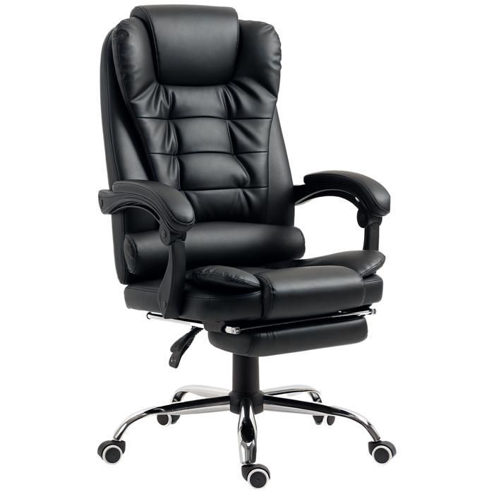 HOMCOM - Silla de oficina - Tapicería sintética de PU - 64,5 x 69 x 117 cm - Negra