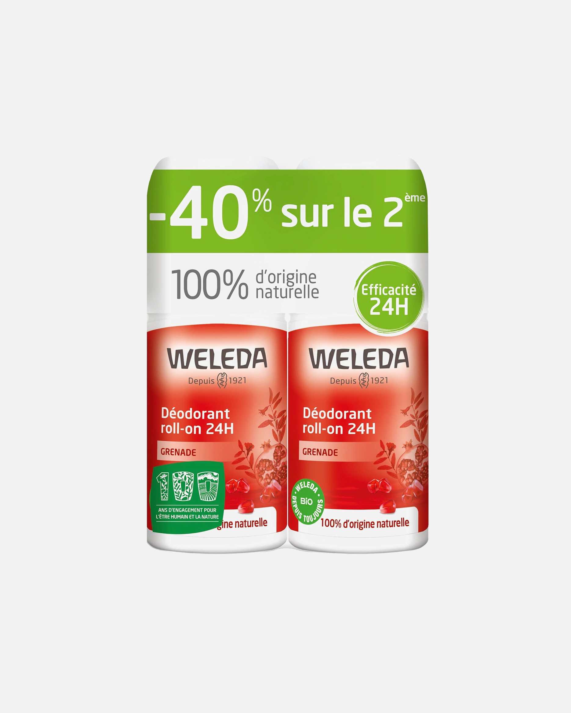 Weleda Duo Déodorant roll-on 24H Grenade - 2 x50 ml