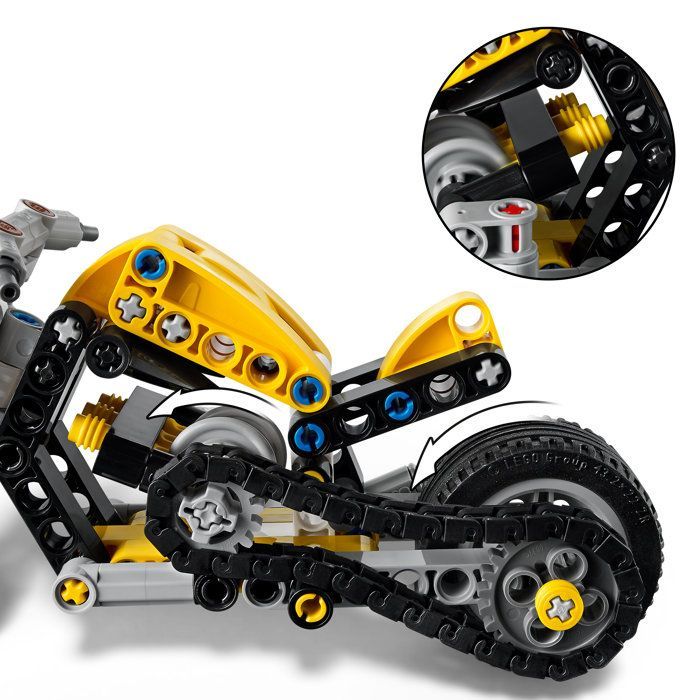 LEGO Technic 42225 Yellow Motorcycle - Construction Toy for Ages 7+ - Gift Idea for Boys or Girls