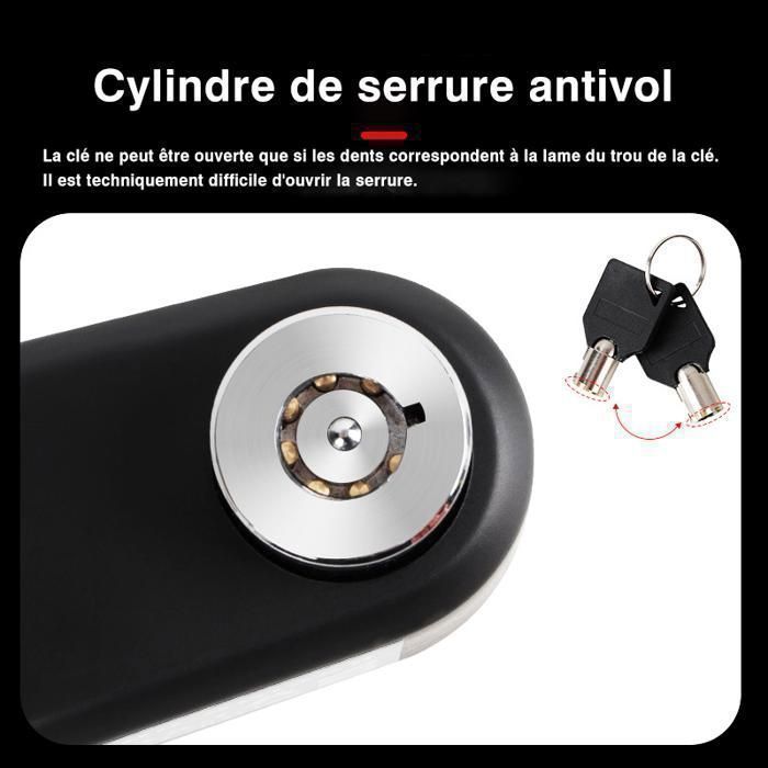 Motorcycle Anti-Theft - Alarmed Motorcycle Disc Lock - USB Rechargeable - 110 dB - High-Security Disc Lock - With 1.2m Cable Reminder