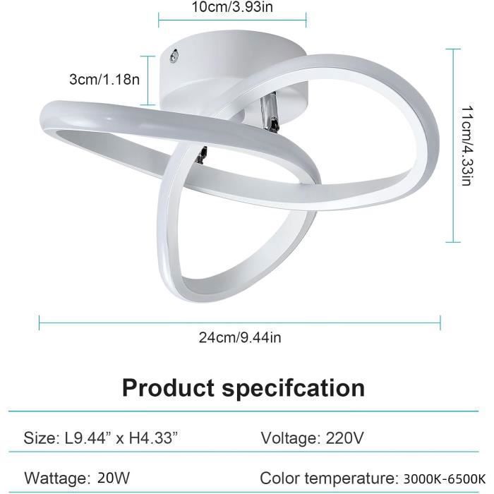 DELIPOP Moderne 20W LED-Deckenleuchte, Schwarz, Einstellbare Farbtemperatur, für Schlafzimmer, Wohnzimmer, Flur, Esszimmer
