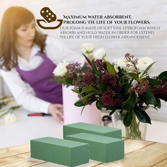 6 bloques de espuma floral para embalaje de flores, suministros para arreglos florales, flores artificiales y plantas decorativas.