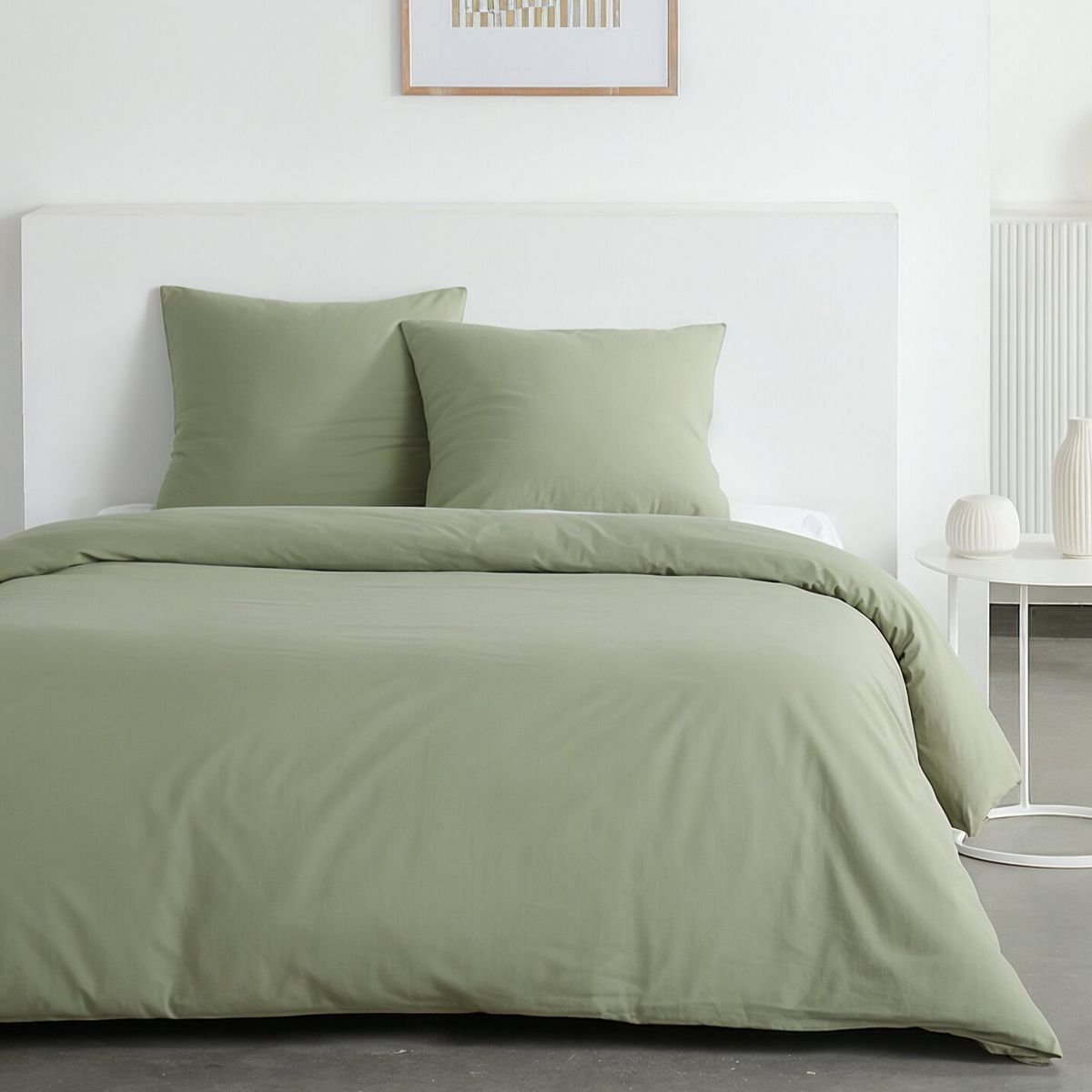 Juego de ropa de cama - TODAY - Essential - 2 personas - 220 x 240 cm - Efecto lavado color salvia
