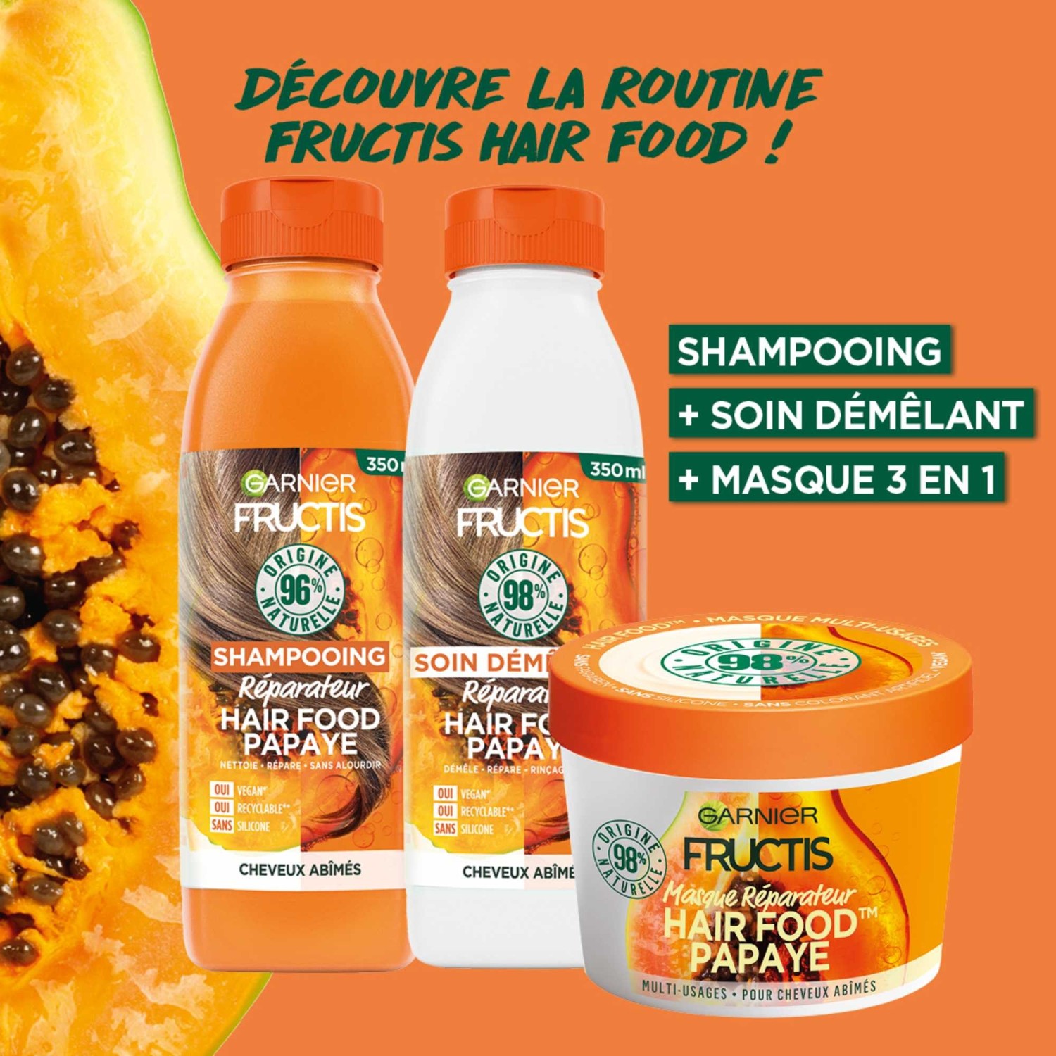Garnier Démêlant réparateur à la papaye pour cheveux abîmés