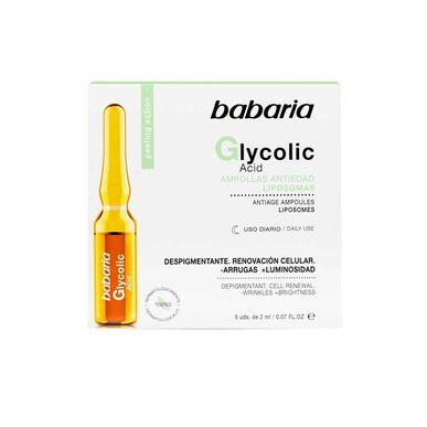 Babaria glykolihappoa sisältävät ikääntymistä ehkäisevät ampullit, pigmenttimuutoksia vähentävät ja solujen uusiutumista edistävät ampullit, 5 x 2 ml