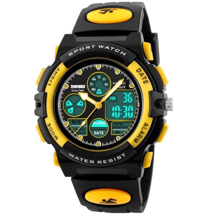 Relojes infantiles para niños y niñas, marca deportiva resistente al agua, regalo con pulsera digital - Amarillo