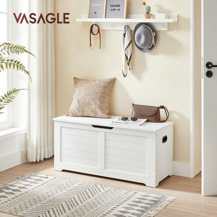 Cassapanca portaoggetti da interni VASAGLE - Stile fienile - 100 x 40 x 46 cm - Bianca