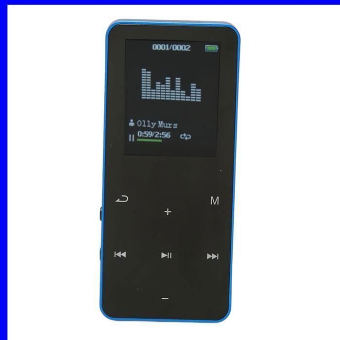 lecteur MP3 avec Bluetooth Lecteur MP3 8G Bluetooth 4.2, écran 1.8 pouces, réduction du bruit, lecteur MP4 son mp4 Noir Bleu