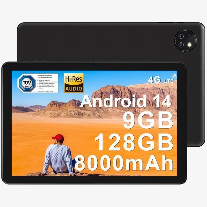 DOOGEE T10W 10.1-inch Android 14 Tablet, Dual SIM, LTE, 9GB RAM + 128GB ROM, 8000mAh Battery - WiFi 4G, TÜV Certified - Black