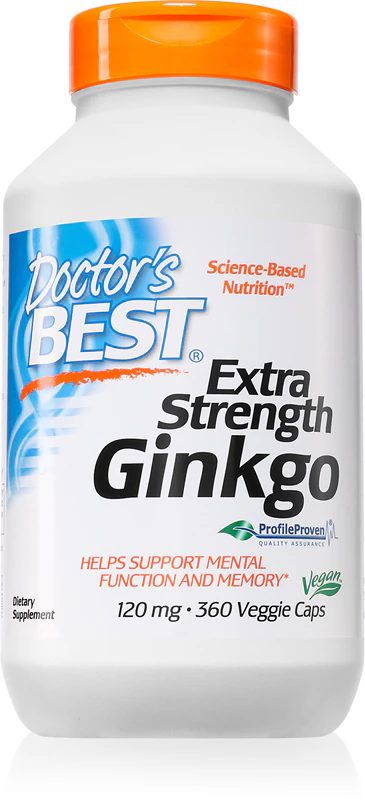 Doctor's Best Extra Strength Ginkgo doplnok stravy v kapsulách na podporu obehového systému a kognitívnych funkcií