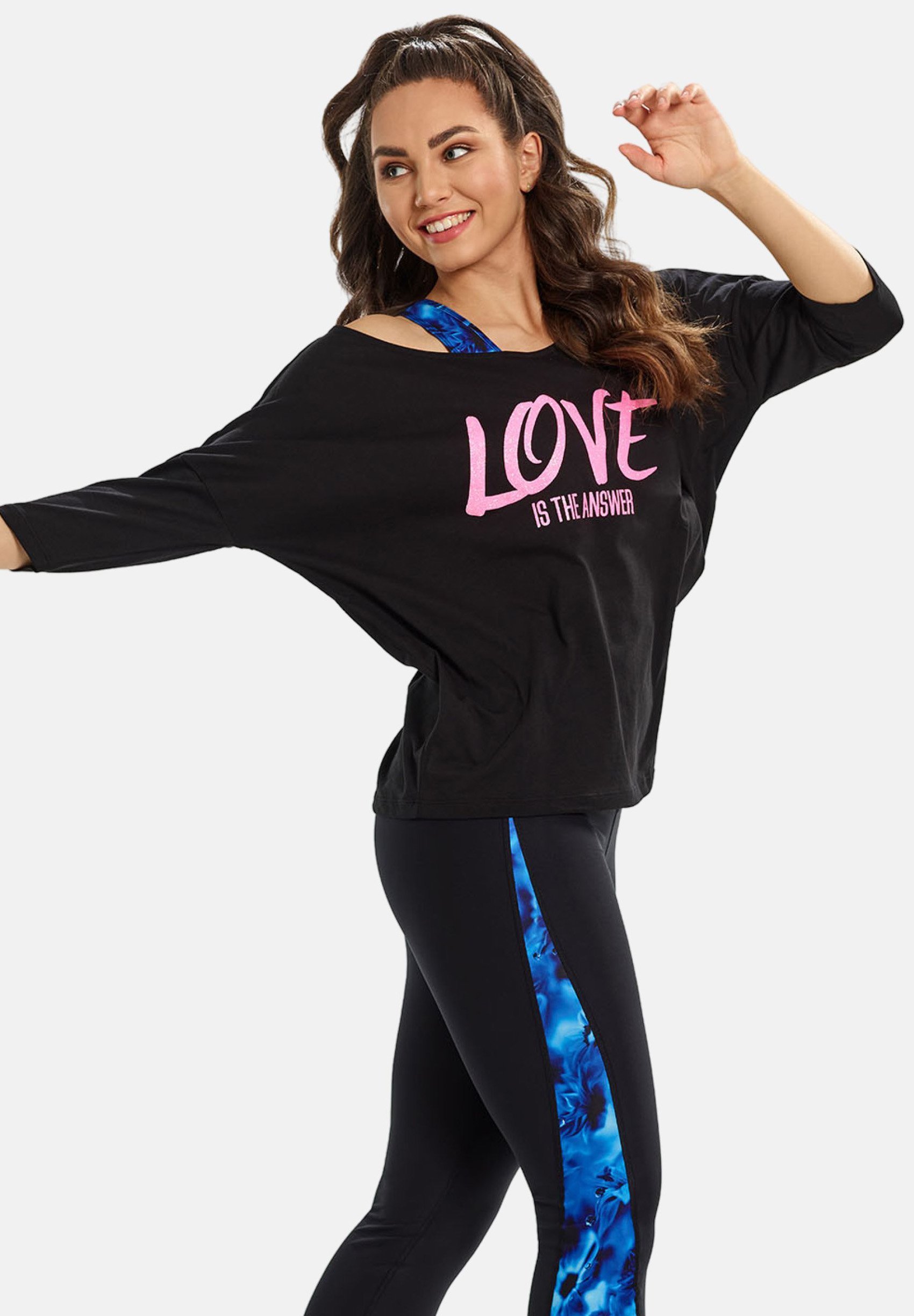 Winshape MCS001 ULTRA LIGHT - Top met lange mouwen - zwart/glitter/neonroze