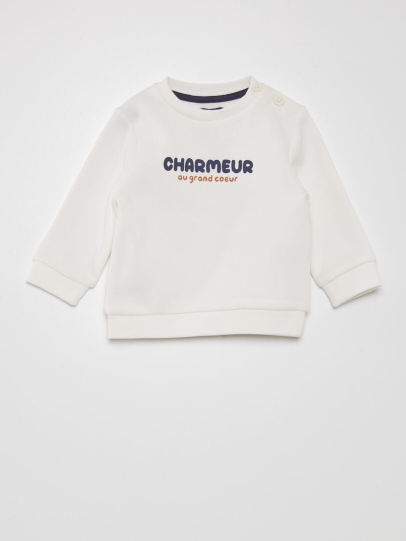 Jogging set - sweatshirt + broek - 2-delig - Wit / Zwart