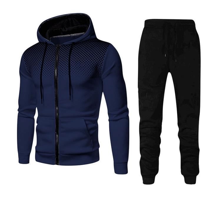 Men's Tracksuit - [BRAND] - Zip-Up Hoodie - Jogging Pants - Navy Blue