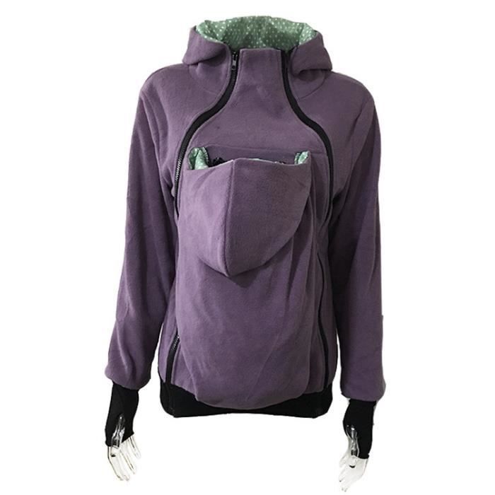 FUNMOON Manteau Maternité Violet Bébé Transporteur Veste Kangourou Hiver Maternité Vêtements Femmes Enceintes