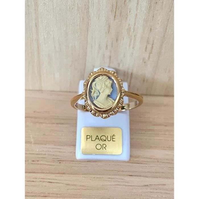 Anel com símbolo camafeu azul - BIJOUXIA - Banhado a ouro 18K - Zircônia cúbica
