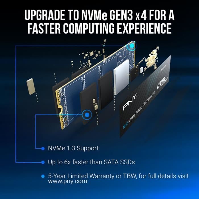 SSD interno - PNY - CS1030 M.2 GEN3 - 250 GB - NVMe (M280CS1030-250-RB)