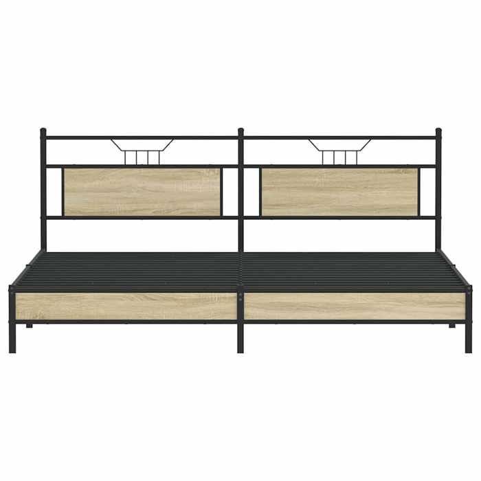 Marrón 200 x 200 cm - Cama de madera - Estable y duradera - Estructura de metal - Colchón no incluido - Roble Sonoma 200x200 cm 001_207371