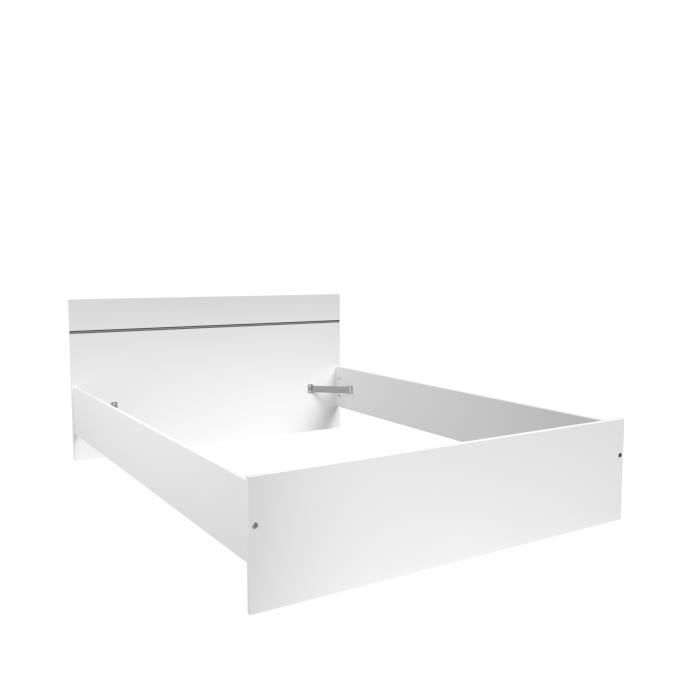 Chambre complète BOSTON : Lit adulte 140x190 + Commode + 2 Chevets - Décor blanc - Fabriqué en France