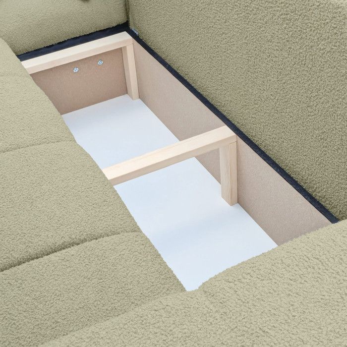 Canapé d'angle Réversible OFI - 5 places - Canape Convertible avec Coffre - Tissu Agréable au Toucher - Vert